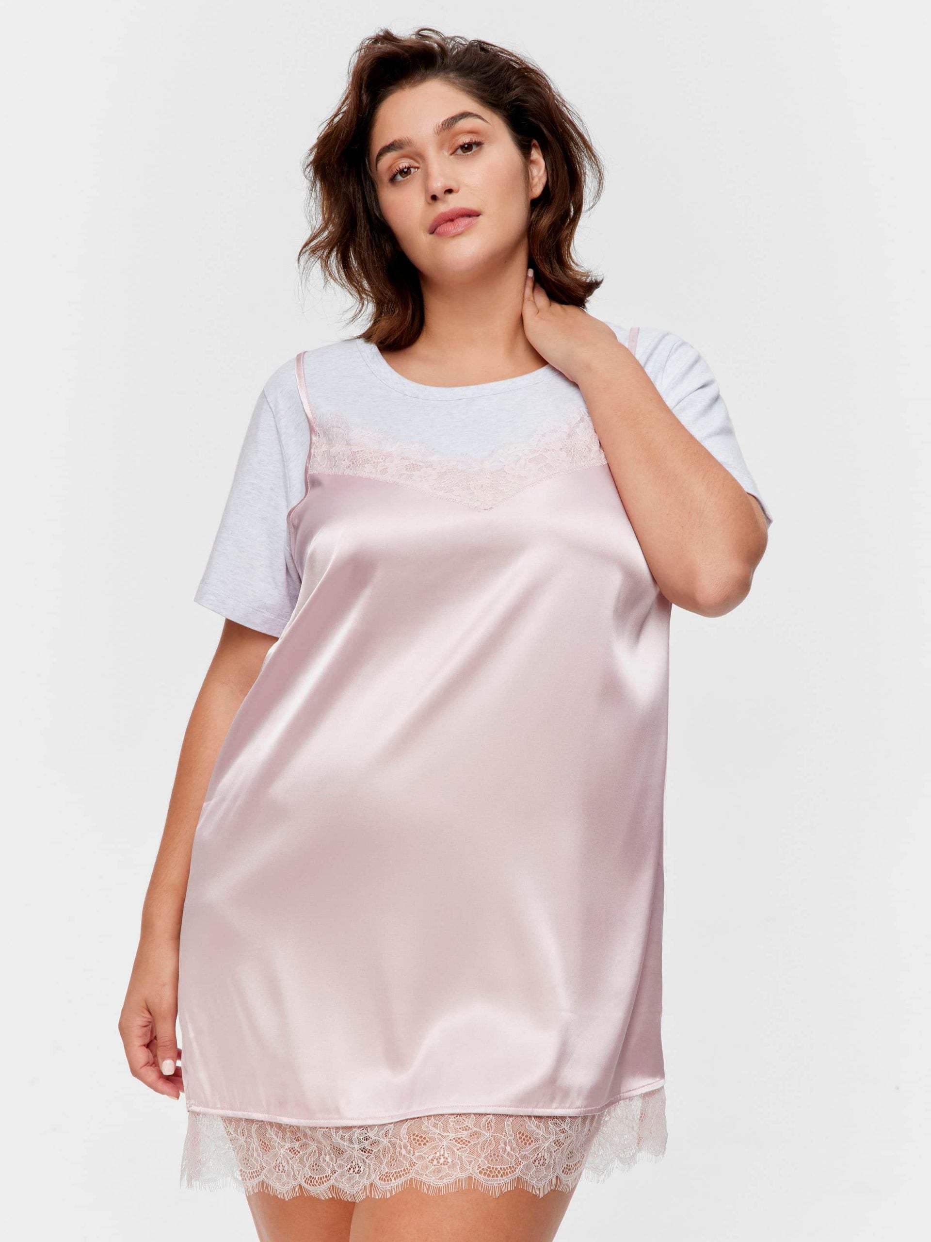 P.A. Plus T-Shirt Satin Slip Nightie Multi