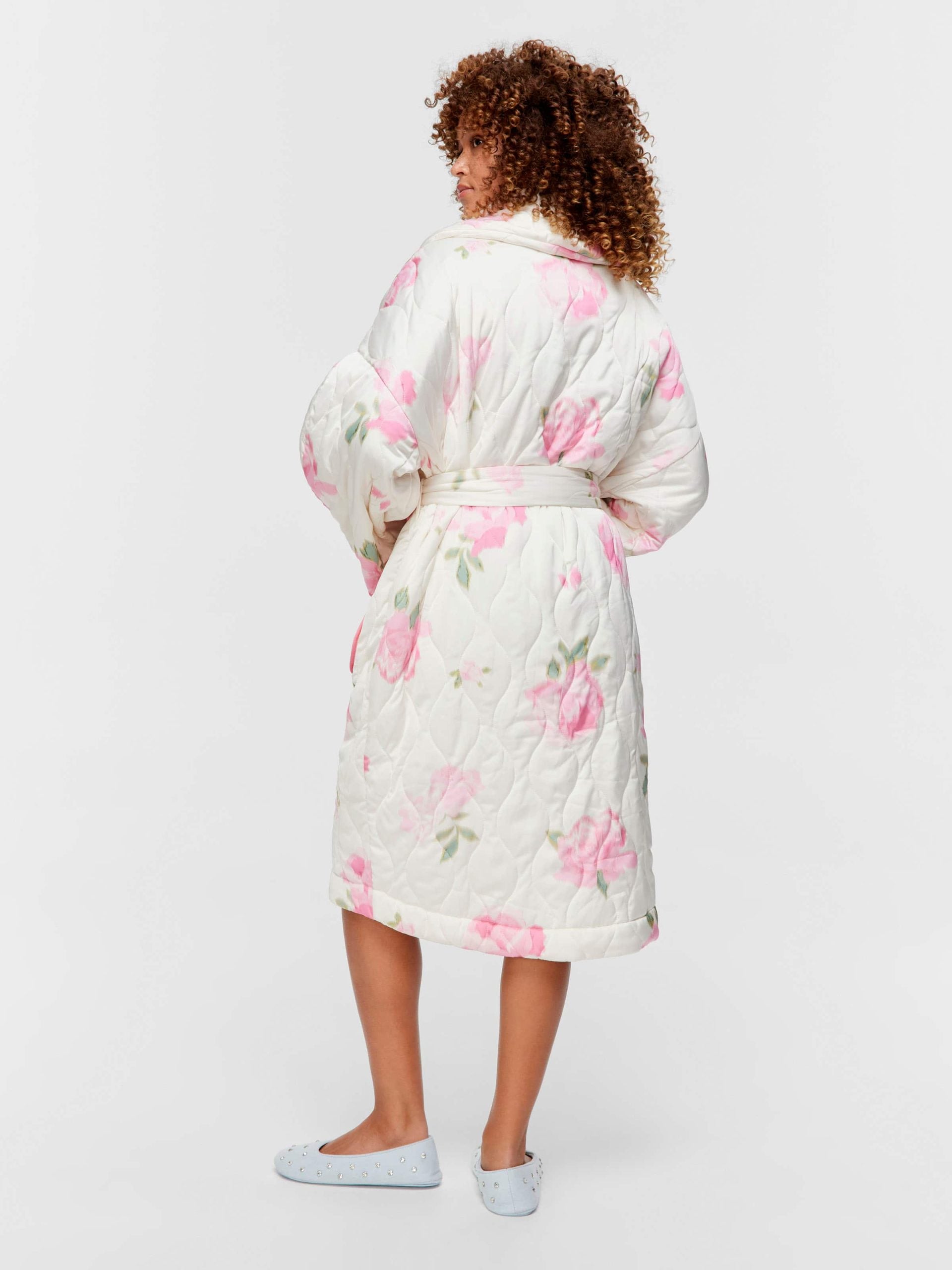 Floral Satin Quilted Gown Multi
