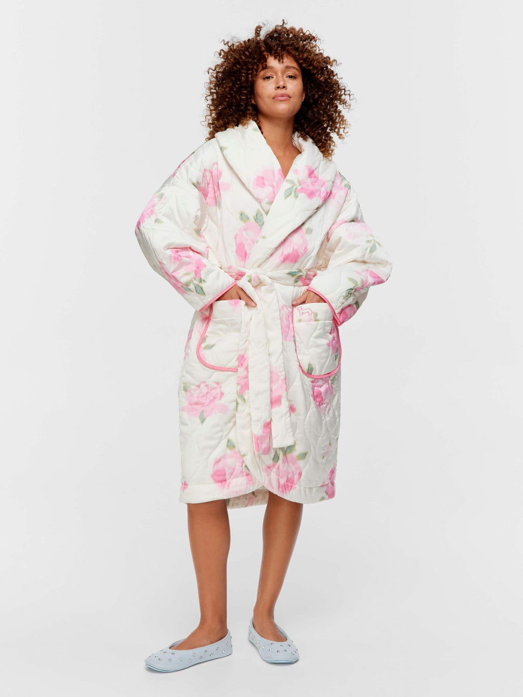 Floral Satin Quilted Gown Multi