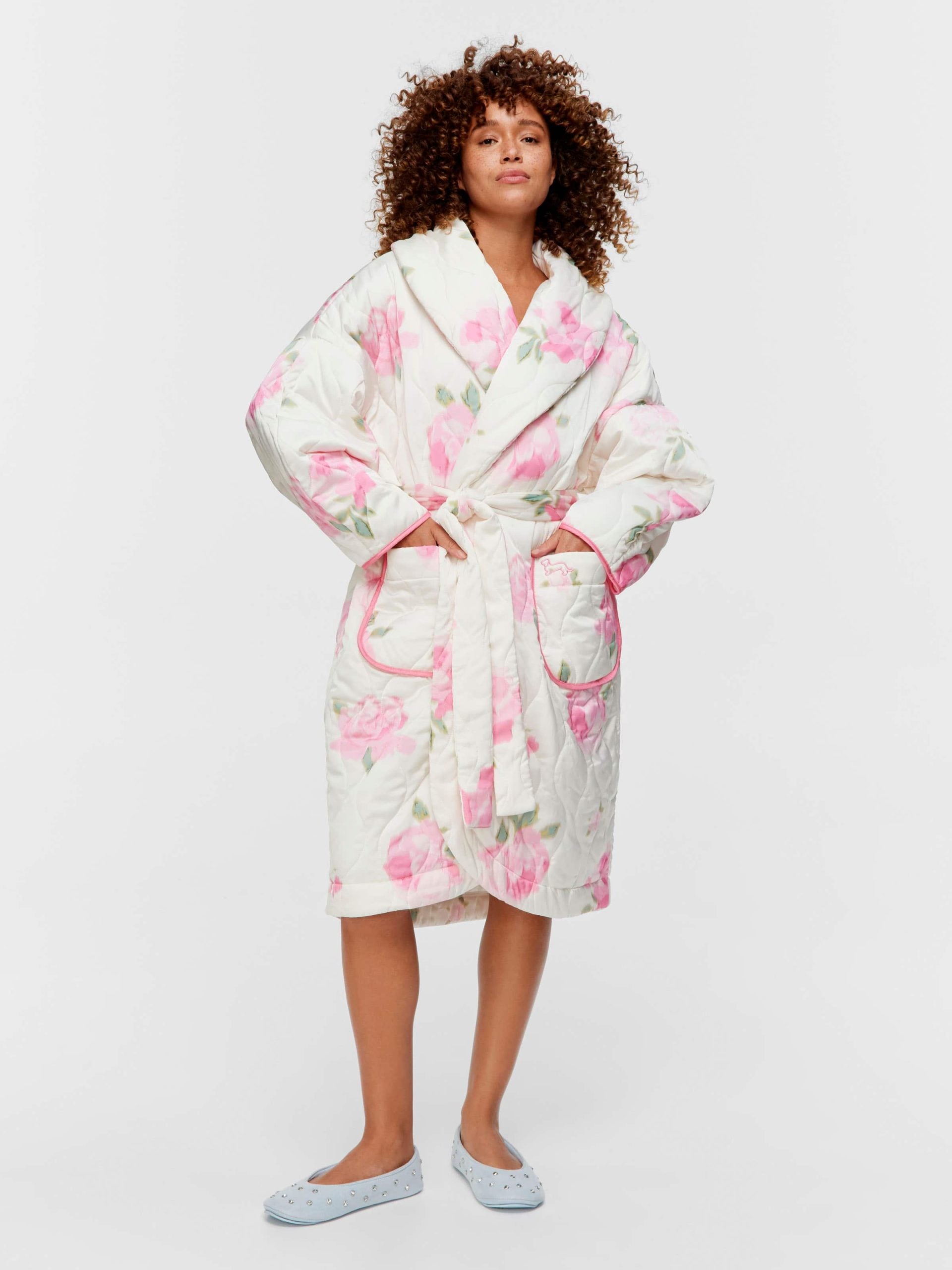 Floral Satin Quilted Gown Multi