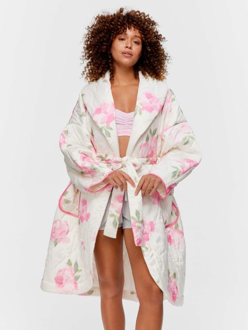 Floral Satin Quilted Gown Multi