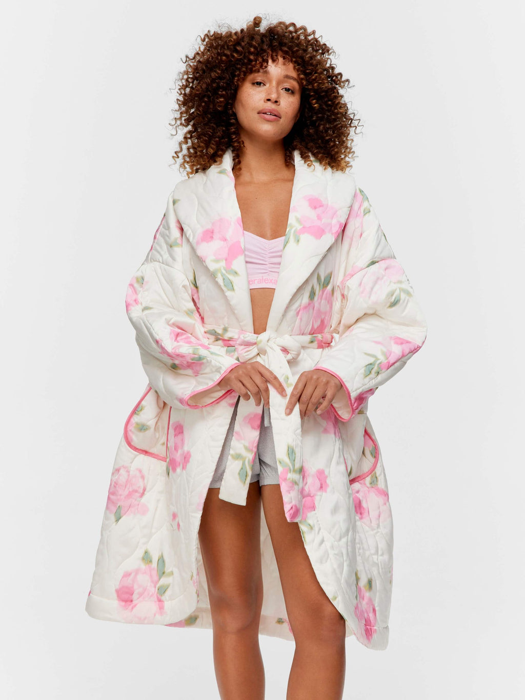 Floral Satin Quilted Gown Multi