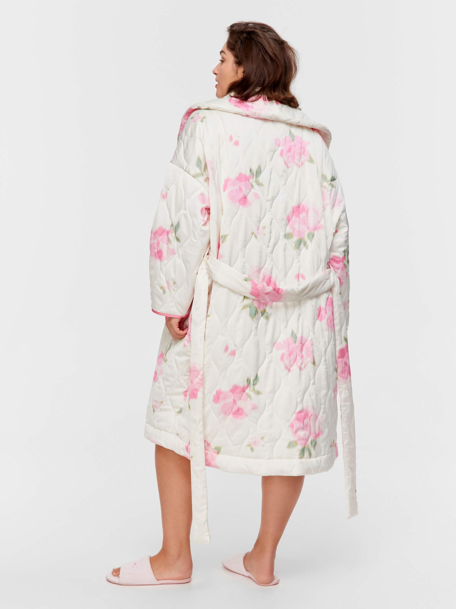 P.A. Plus Floral Satin Quilted Gown Multi