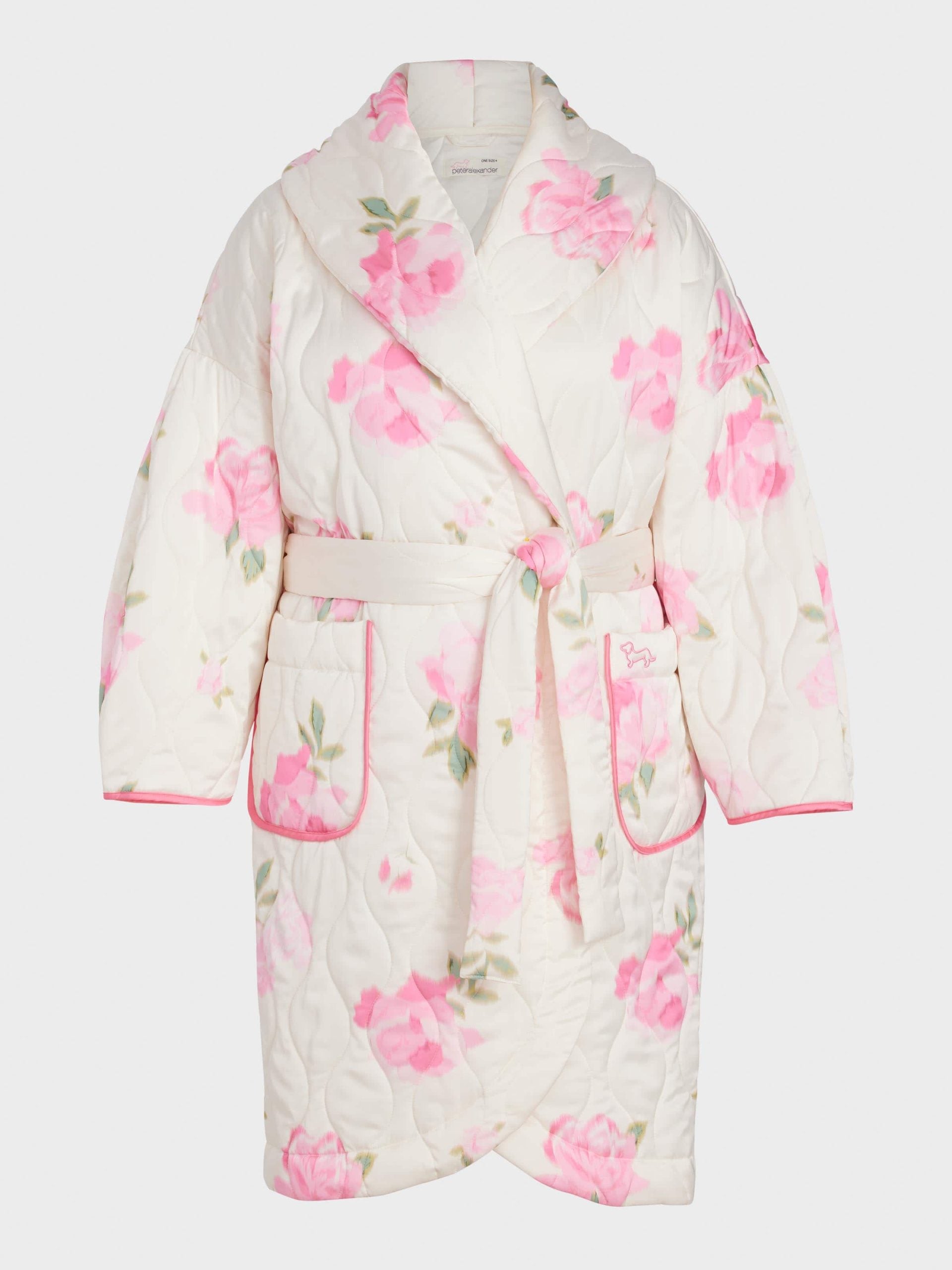 P.A. Plus Floral Satin Quilted Gown Multi