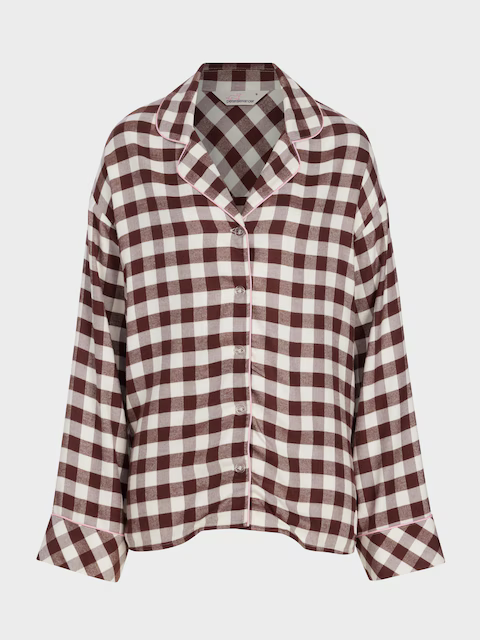 Chocolate Gingham Viscose Flannelette Long Sleeve Shirt