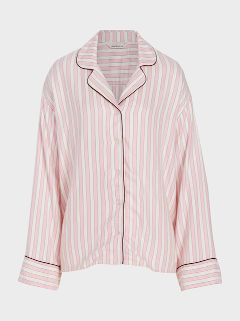 Pink Stripe Viscose Flannelette Long Sleeve Shirt