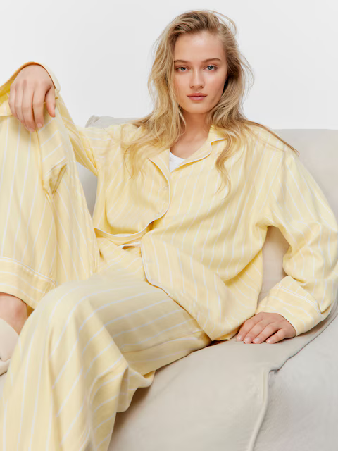 Yellow Stripe Viscose Flannelette Classic Pj Pant