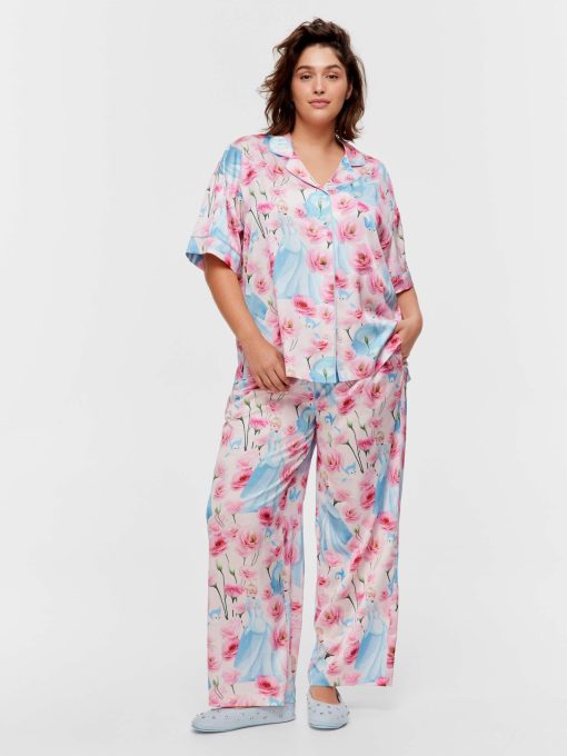 P.A. Plus Disney Cinderella Rose Satin Short Sleeve &amp; Pant Pj Set Multi