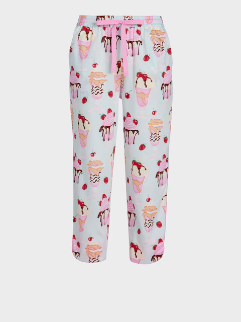Ice Cream Sundae 100% Cotton 3/4 Roll Up Pj Pant