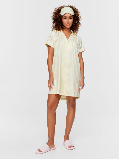 Butter Stripe Chic Satin Nightshirt