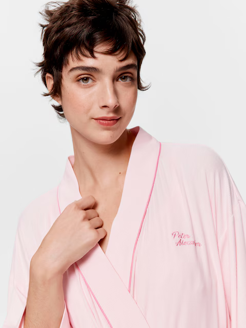 Pink Bow Rib Knit Gown