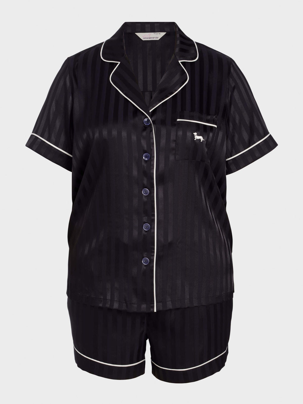 P.A. Plus Black Stripe Chic Satin Shortie Pj Set Black Stripe
