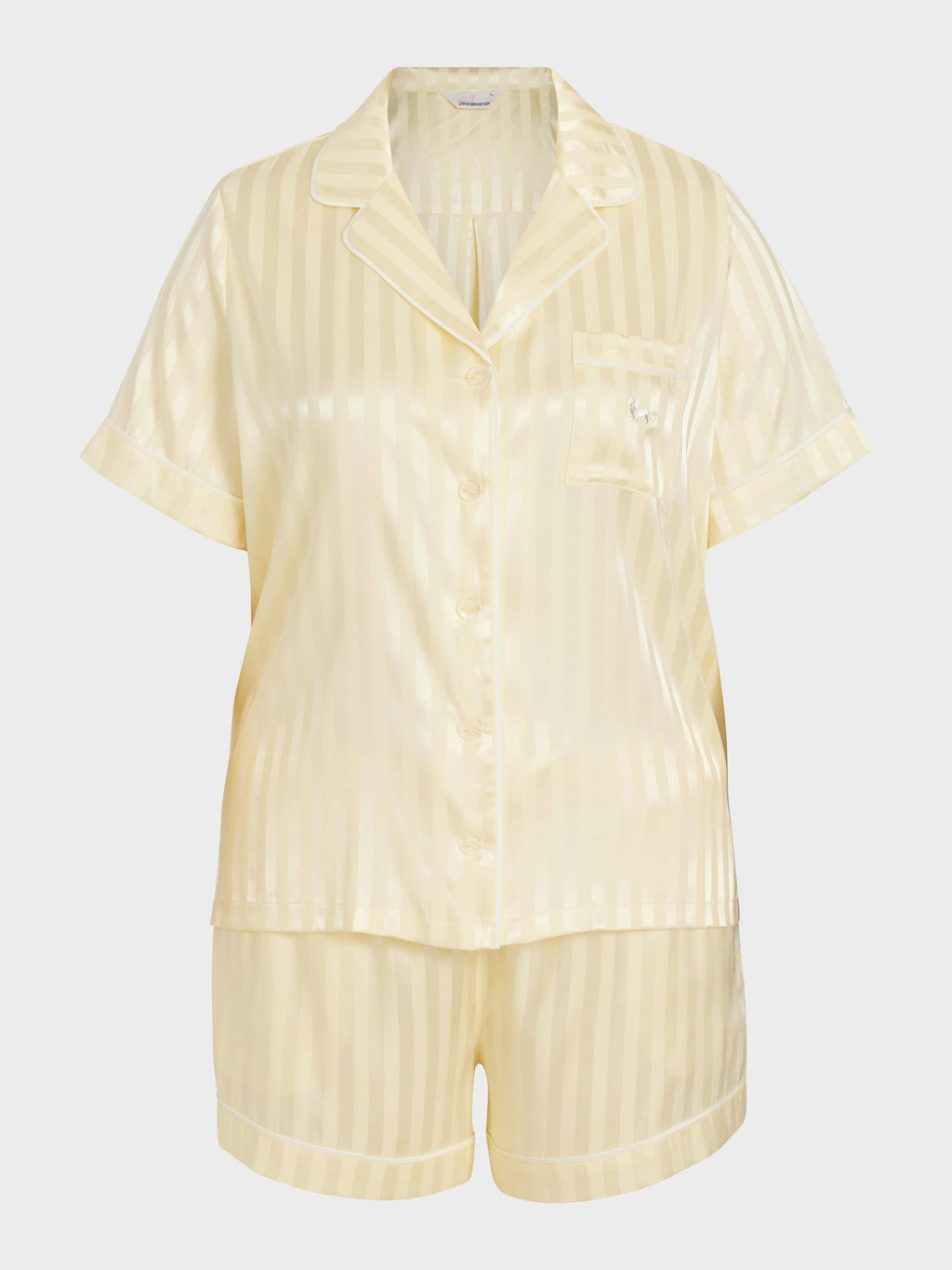 P.A. Plus Butter Stripe Chic Satin Shortie Pj Set Butter