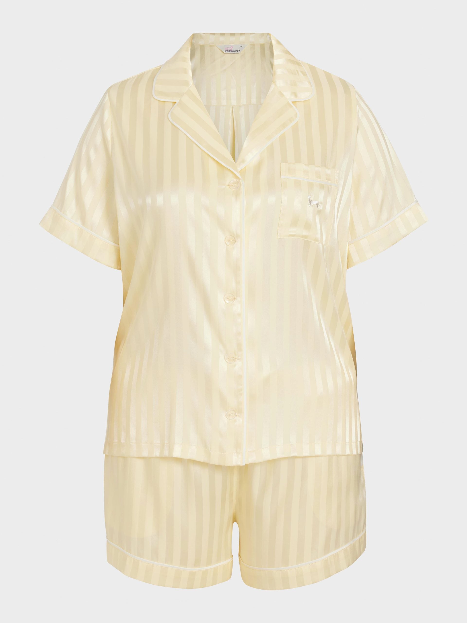 P.A. Plus Butter Stripe Chic Satin Shortie Pj Set Butter