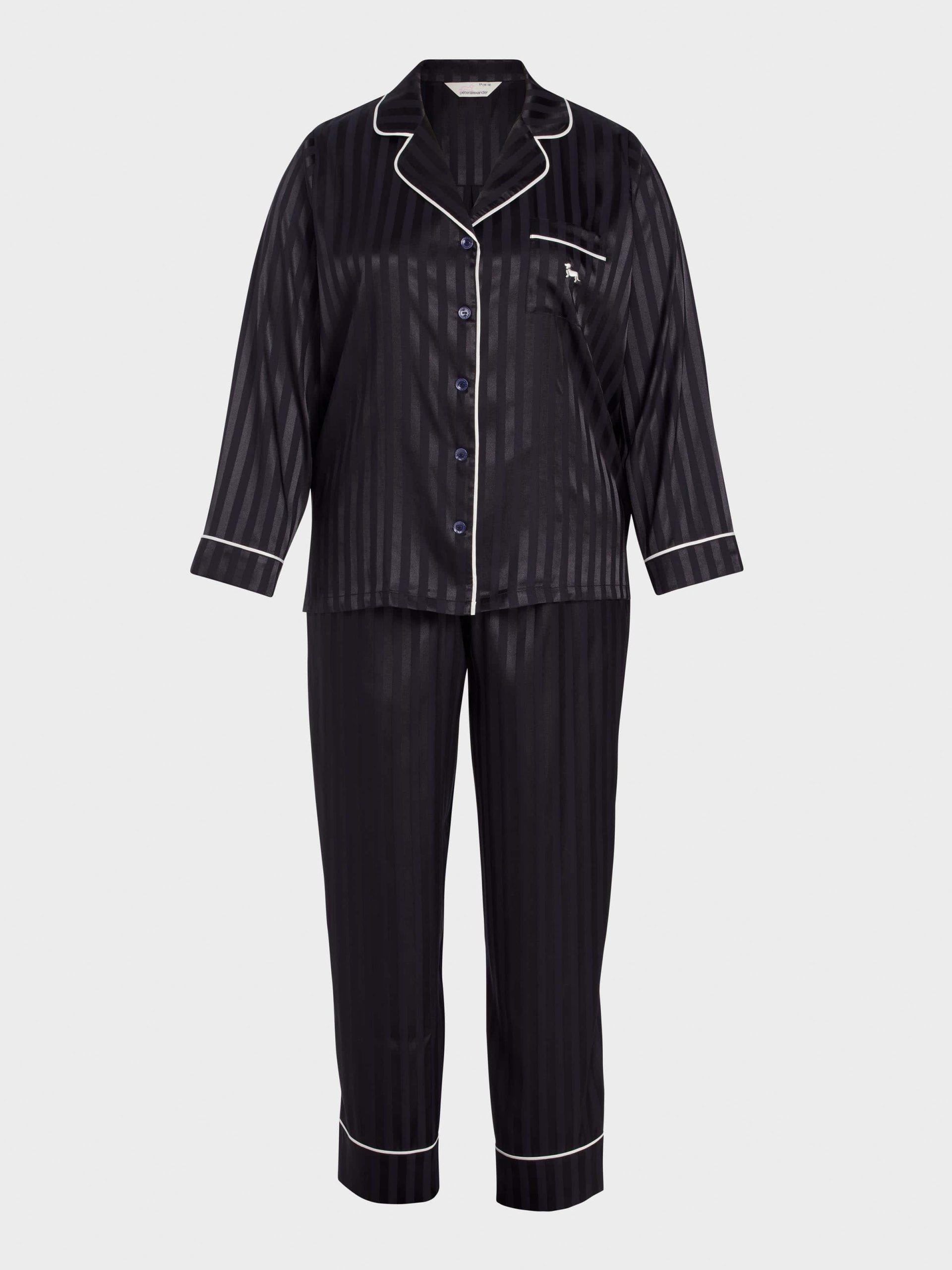 P.A. Plus Black Stripe Chic Satin Long Pj Set Black Stripe