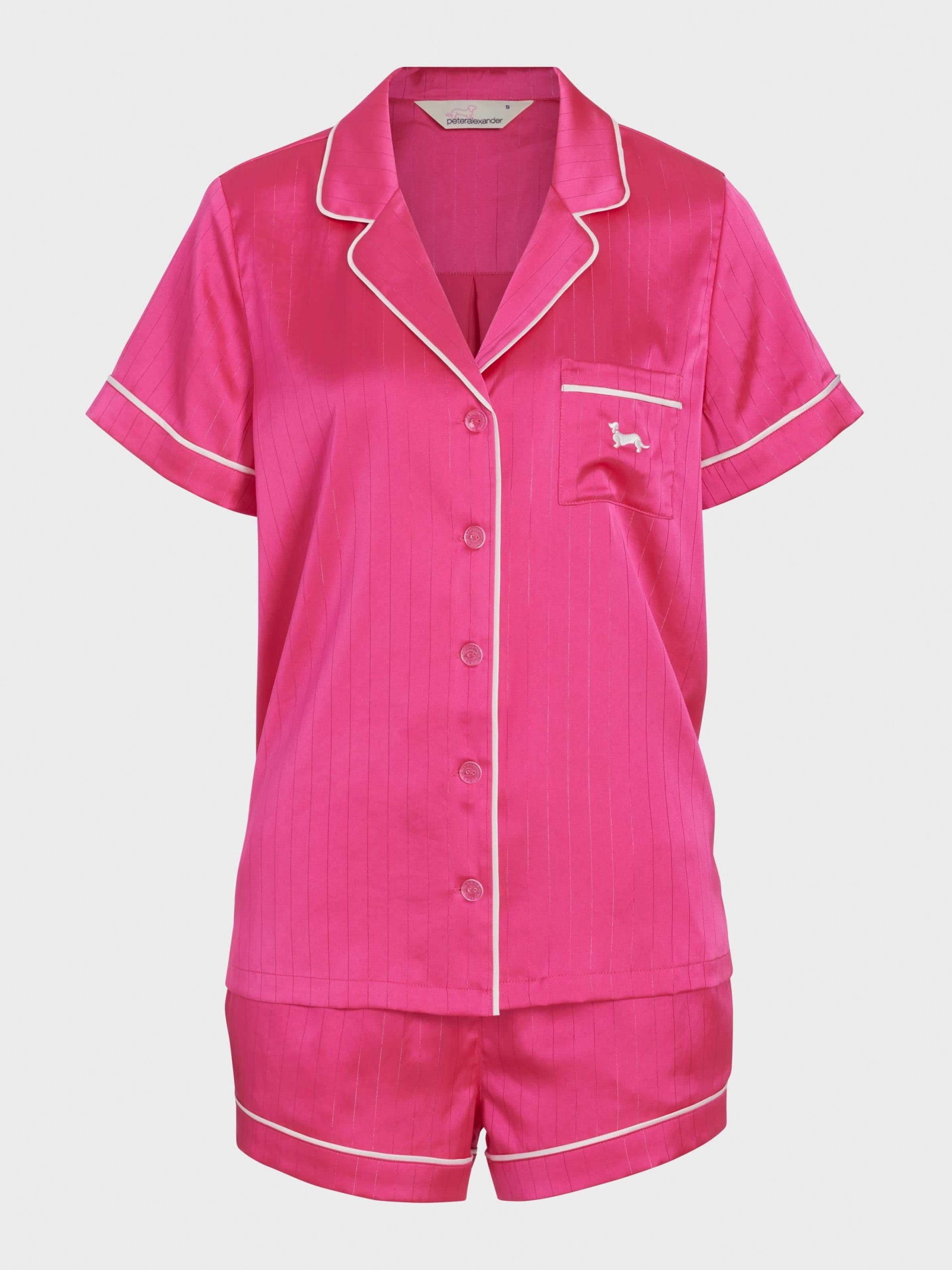 Pink Lurex Chic Satin Shortie Pj Set Pink Lurex