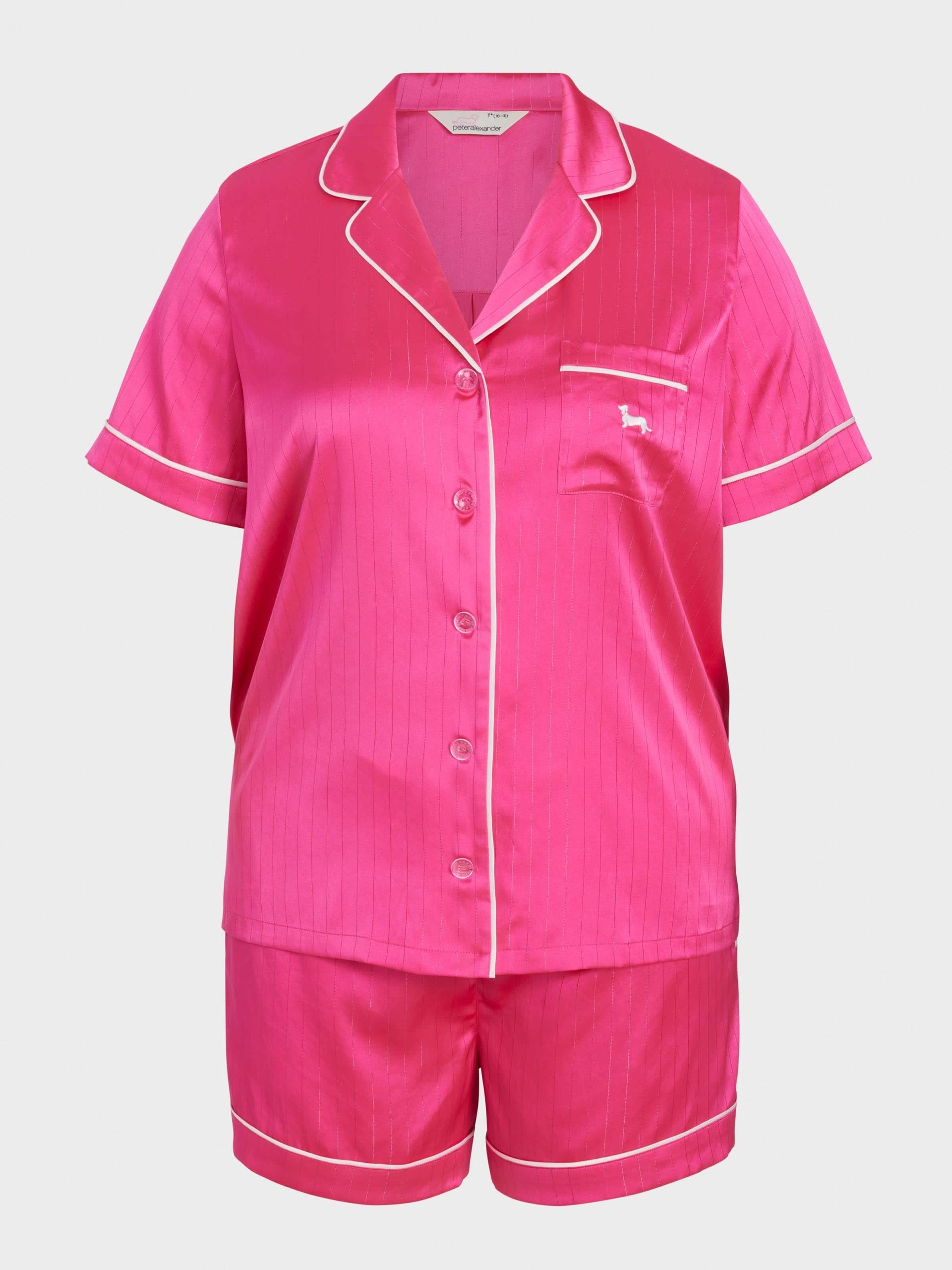 P.A. Plus Pink Lurex Chic Satin Shortie Pj Set Pink Lurex