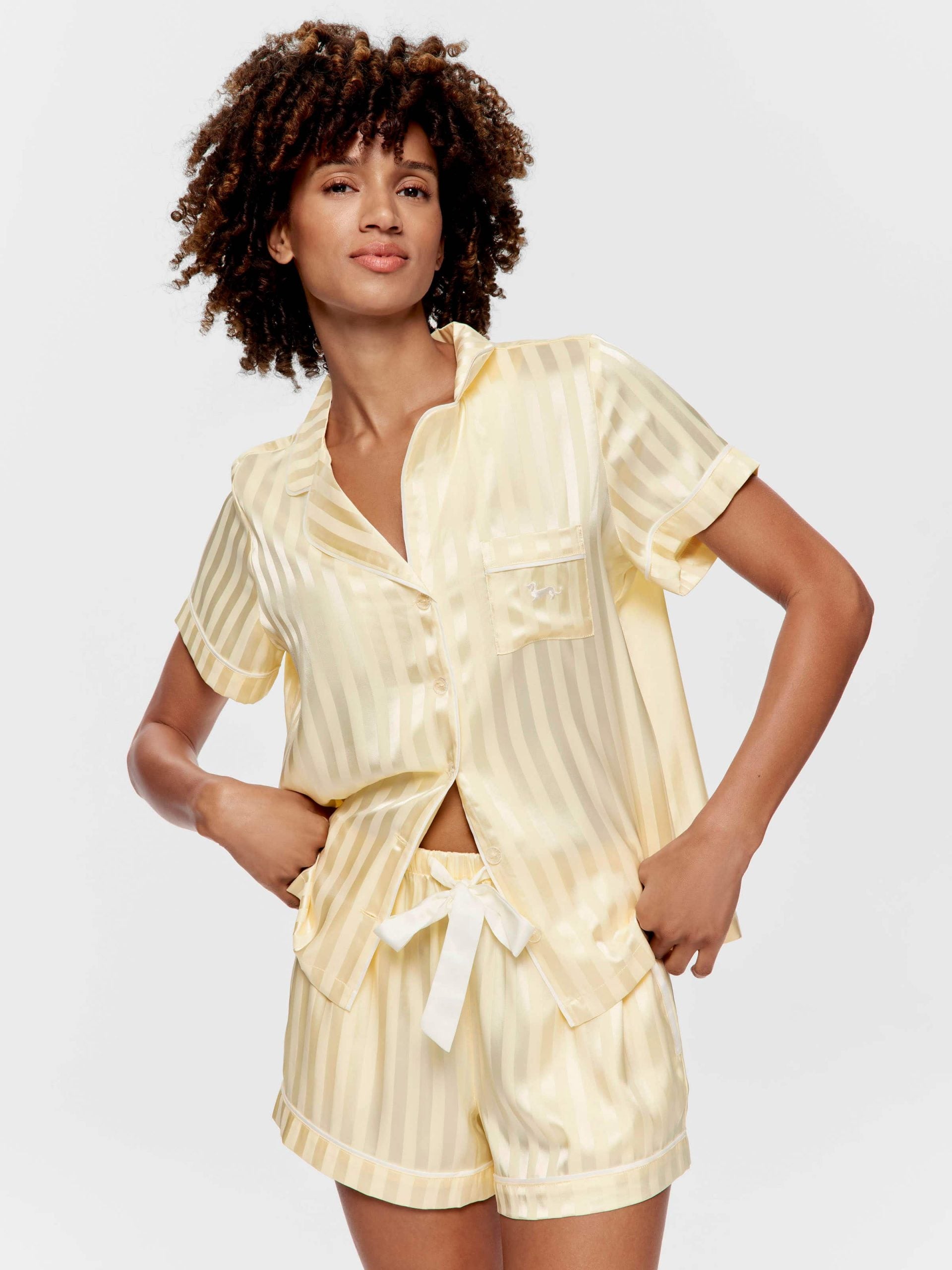 Butter Stripe Chic Satin Shortie Pj Set Butter