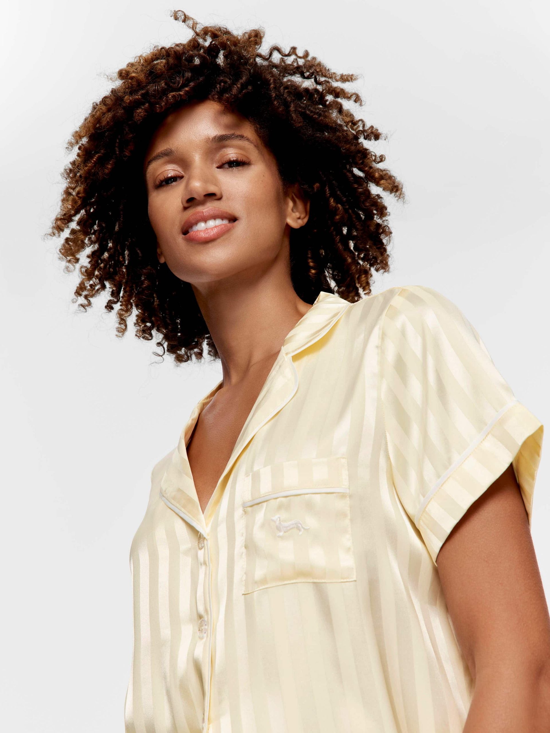 Butter Stripe Chic Satin Shortie Pj Set Butter