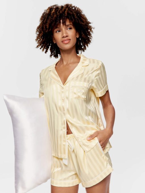 Butter Stripe Chic Satin Shortie Pj Set Butter